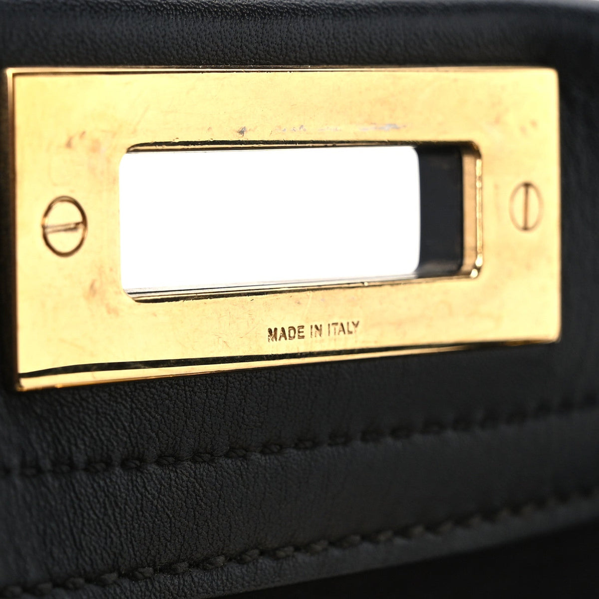 Fendi Vitello Seta Shiny Nappa Medium Peekaboo Iconic Satchel Black