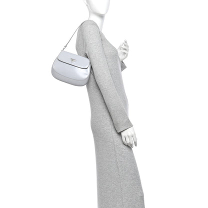 Prada Spazzolato Cleo Flap Shoulder Bag Fiordaliso