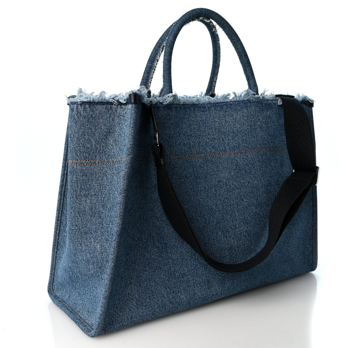 Lanvin Denim Logo Embroidered In & Out GM Tote Bag Blue