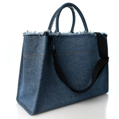 Lanvin Denim Logo Embroidered In & Out GM Tote Bag Blue
