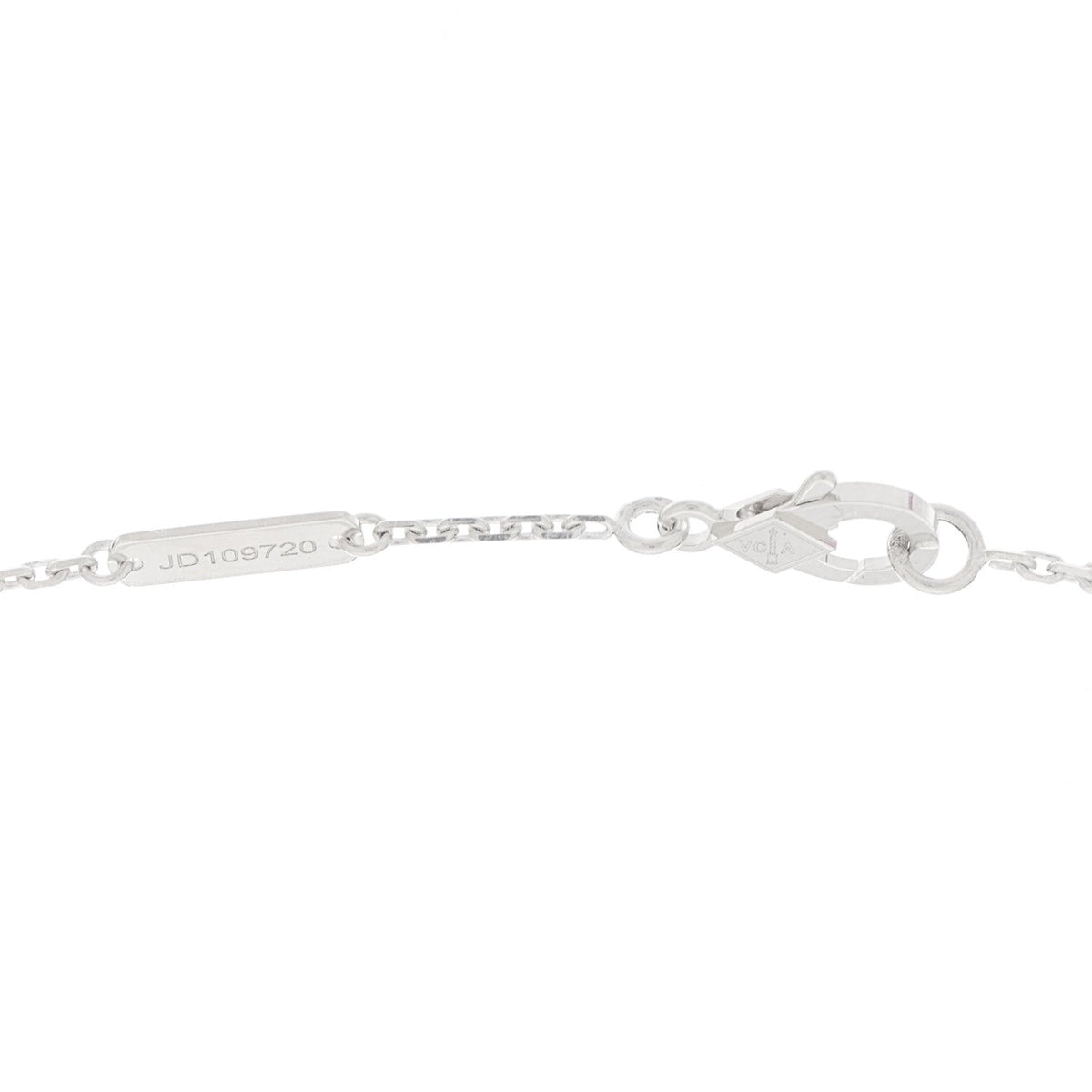 Van Cleef & Arpels 18K White Gold Guilloche Vintage Alhambra Pendant Necklace