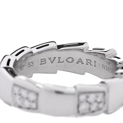 Bulgari 18K White Gold Diamond Serpenti Band Ring 53 6.5