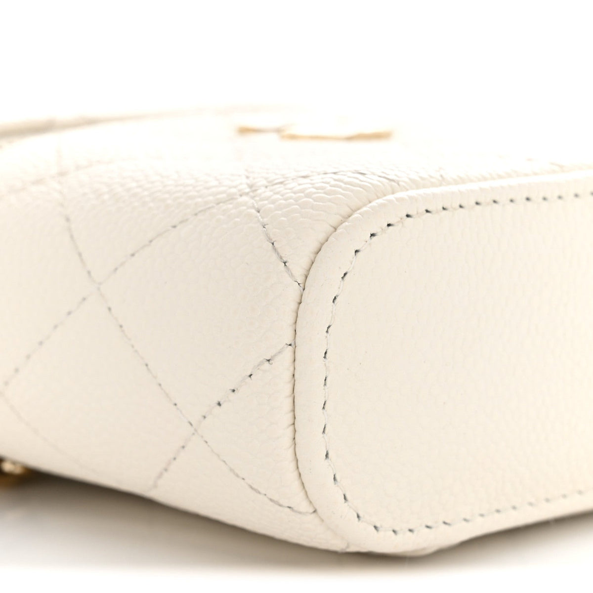 Chanel Caviar Quilted Small Handle With Care Vanity Case White