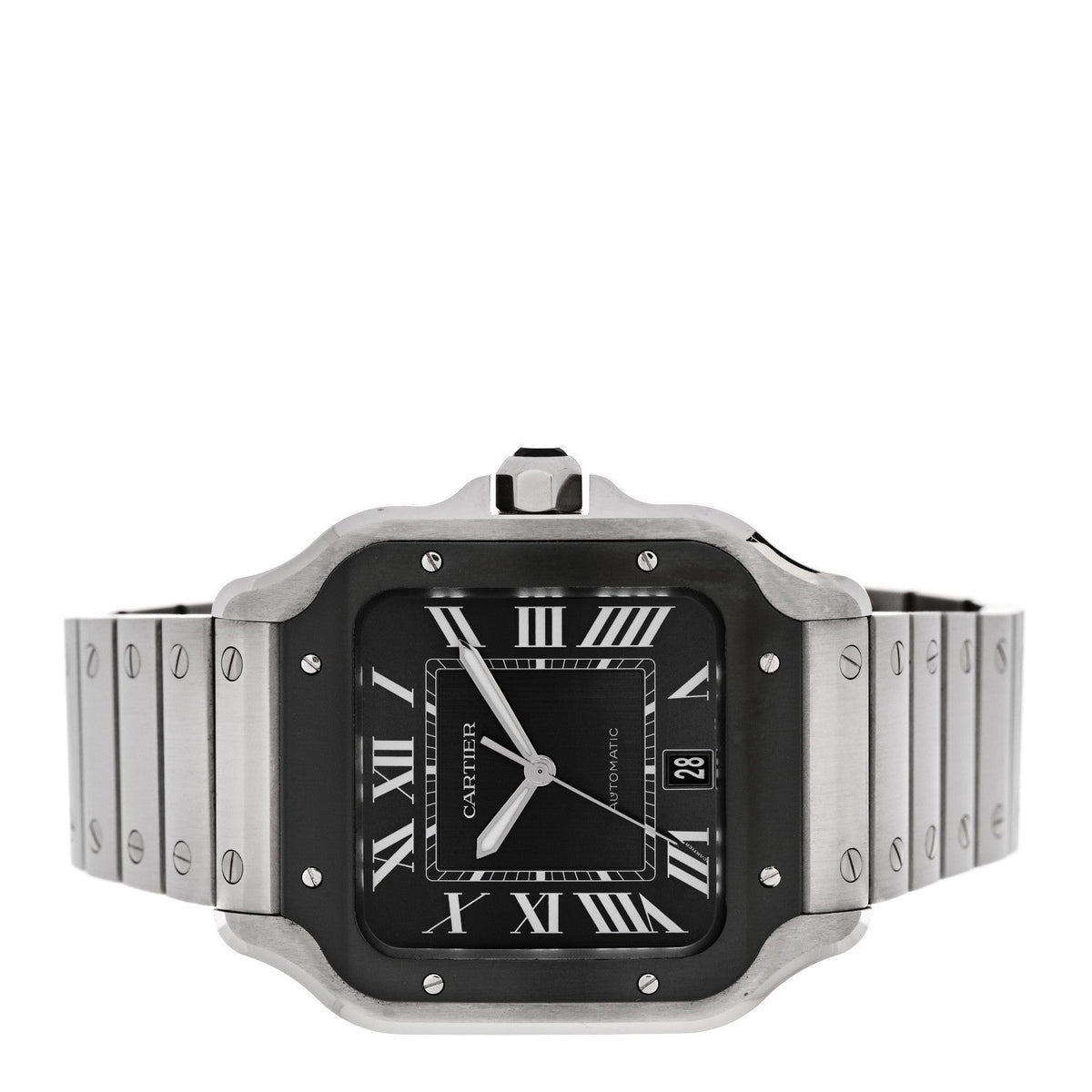 Cartier Stainless Steel 39.8mm Santos De Cartier Watch Black