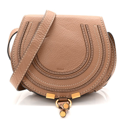 Chloe Calfskin Mini Marcie Round Crossbody Bag Nut