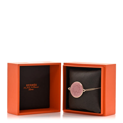 Hermes 18K Rose Gold Diamond PM Ex-Libris Bracelet