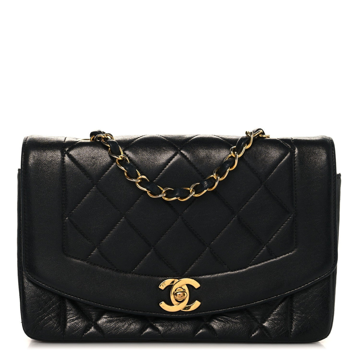 Chanel Lambskin Quilted Diana Small Single Flap Black