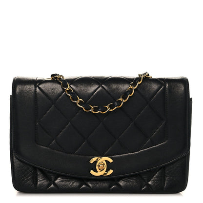 Chanel Lambskin Quilted Diana Small Single Flap Black