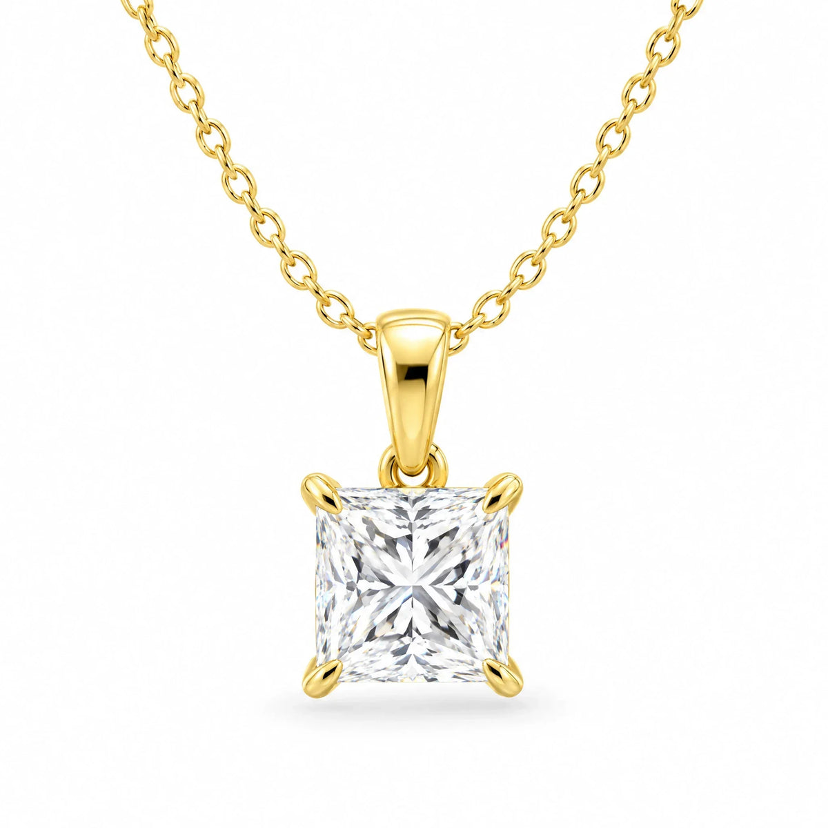 Celine 18K Gold Plated 925 Sterling Silver Cubic Zirconia Solitaire Necklace