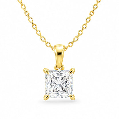 Celine 18K Gold Plated 925 Sterling Silver Cubic Zirconia Solitaire Necklace