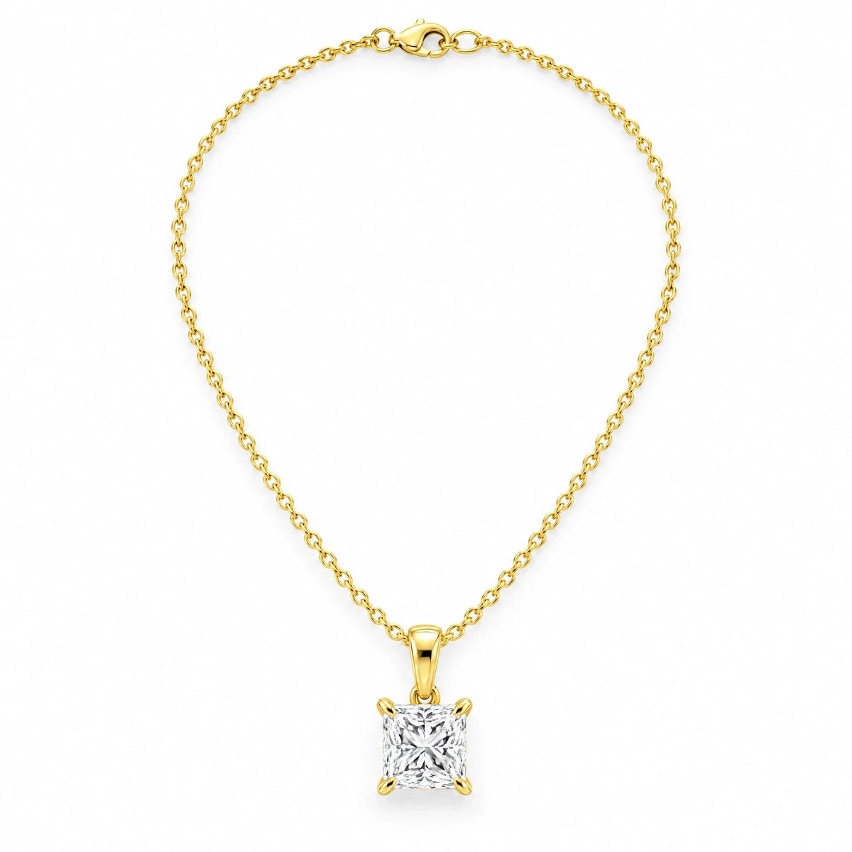 Celine 18K Gold Plated 925 Sterling Silver Cubic Zirconia Solitaire Necklace