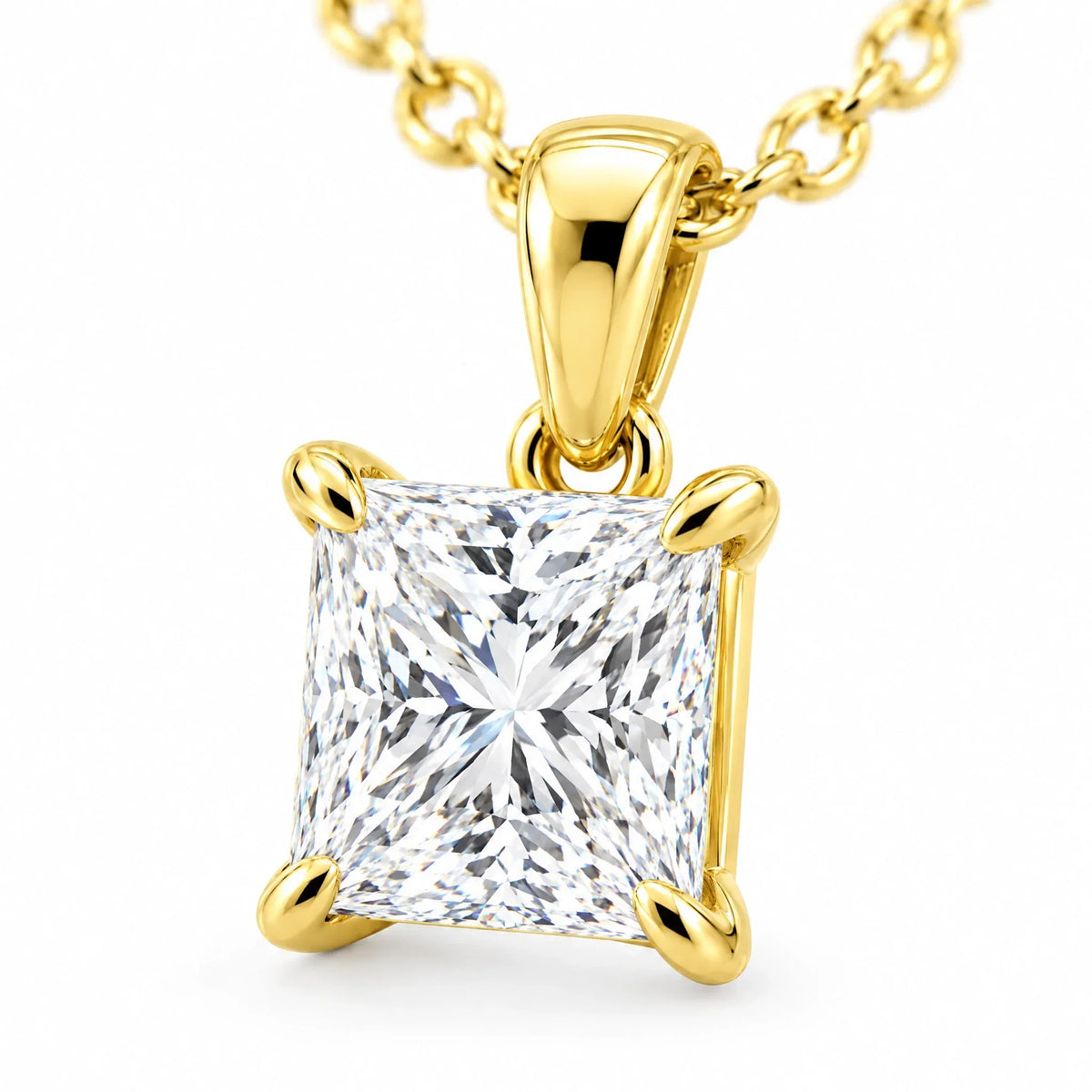 Celine 18K Gold Plated 925 Sterling Silver Cubic Zirconia Solitaire Necklace