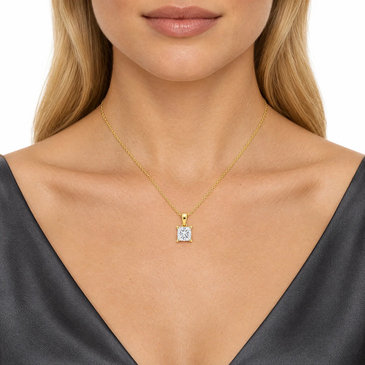 Celine 18K Gold Plated 925 Sterling Silver Cubic Zirconia Solitaire Necklace