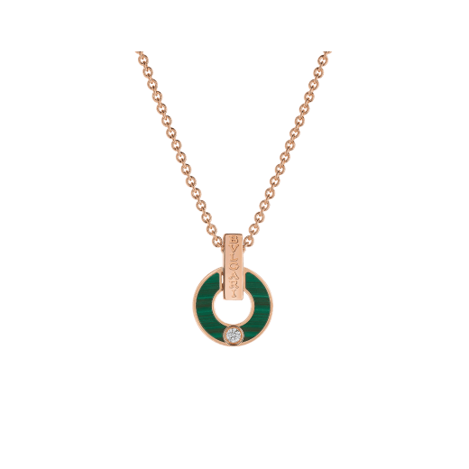 18K Rose Gold Diamond Malachite Necklace