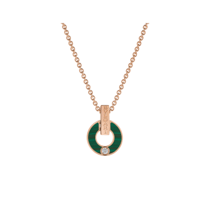 18K Rose Gold Diamond Malachite Necklace
