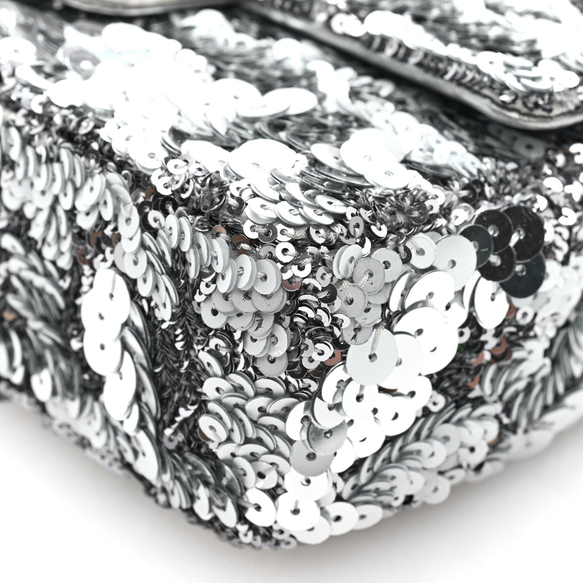 Chanel Sequin Mini Rectangular Flap Silver