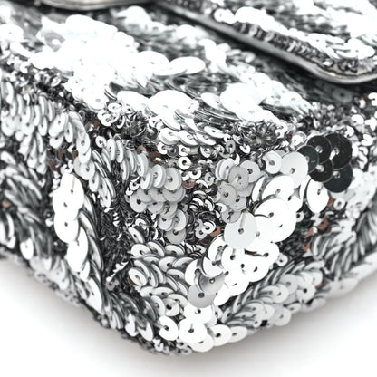 Chanel Sequin Mini Rectangular Flap Silver