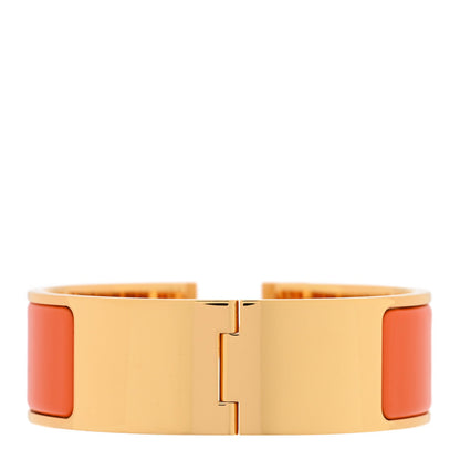 Hermes Enamel Wide Clic Clac H Bracelet PM Orange