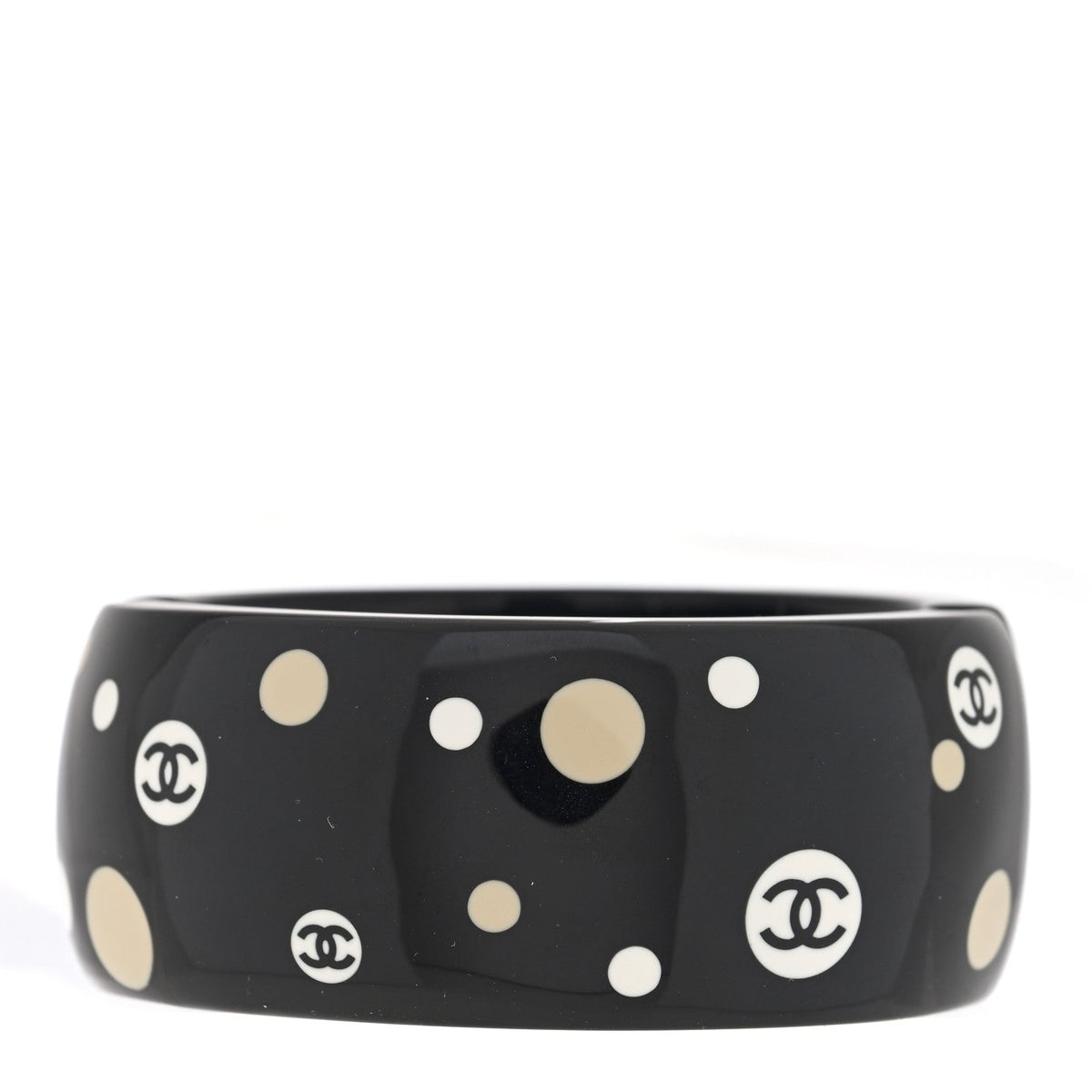 Chanel Resin Polka Dot CC Cuff Black