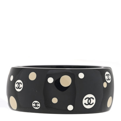 Chanel Resin Polka Dot CC Cuff Black