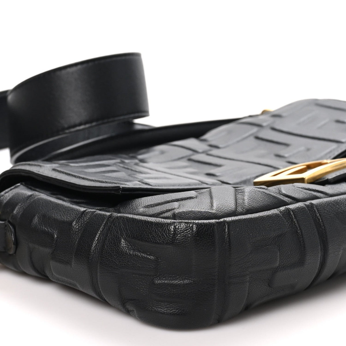 Fendi Nappa FF 1974 Embossed Baguette Black