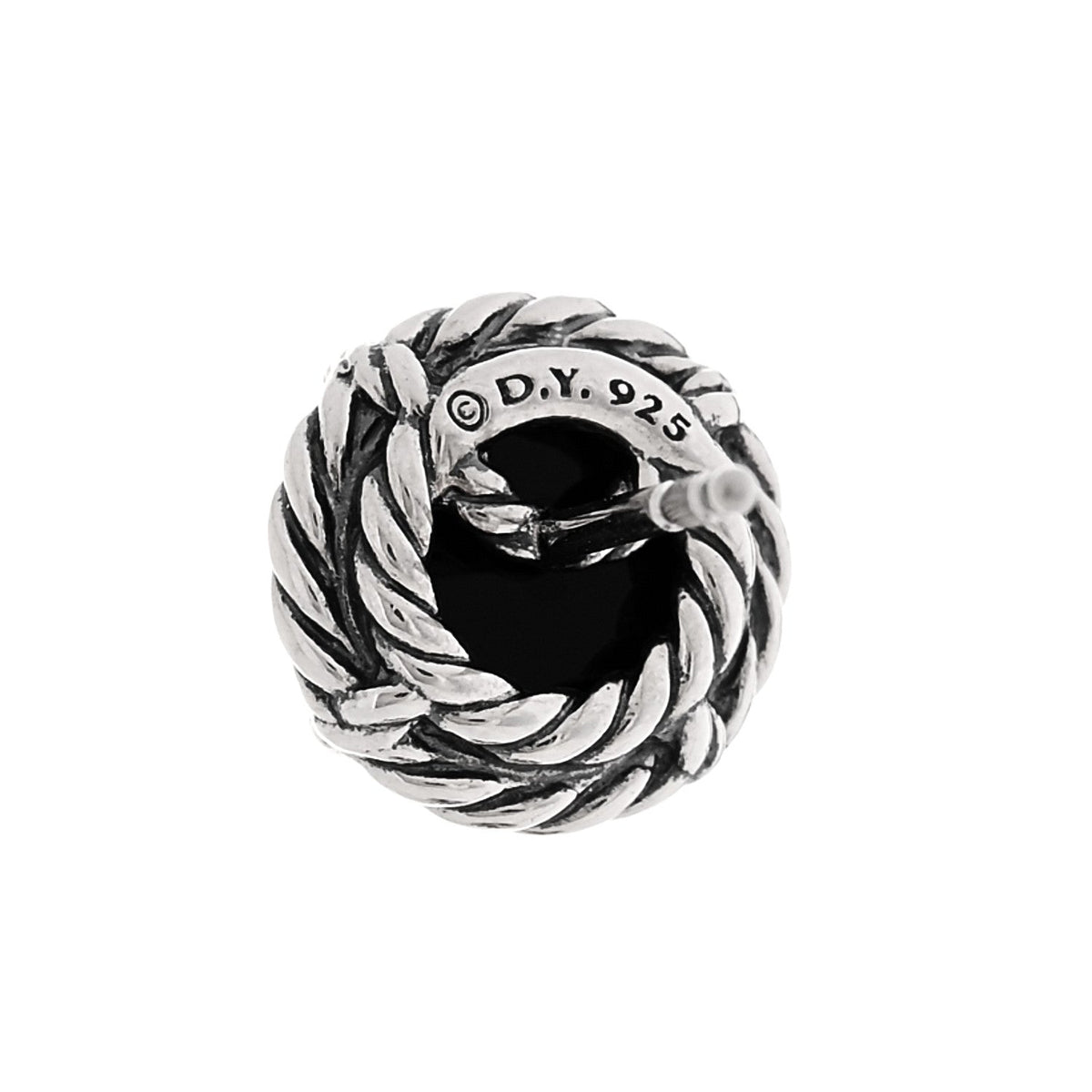 David Yurman Sterling Silver 14K Gold Black Onyx 8mm Chatelaine Earrings