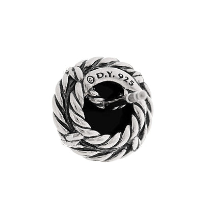 David Yurman Sterling Silver 14K Gold Black Onyx 8mm Chatelaine Earrings