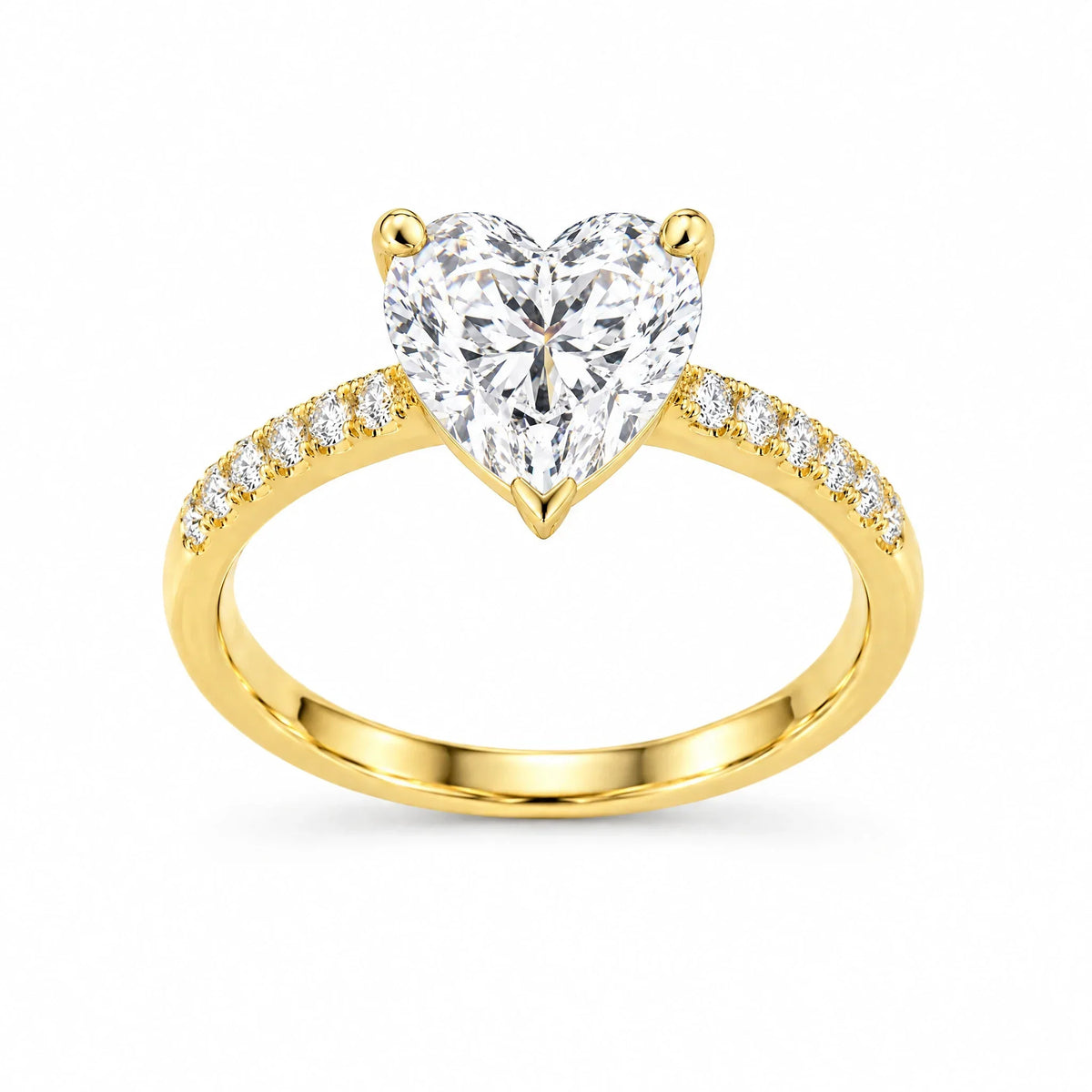 925 Sterling Silver 18K Gold Plated Cubic Zirconia Cherie Heart Solitaire Ring