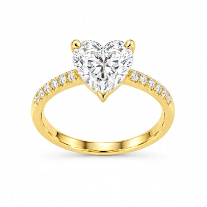 925 Sterling Silver 18K Gold Plated Cubic Zirconia Cherie Heart Solitaire Ring
