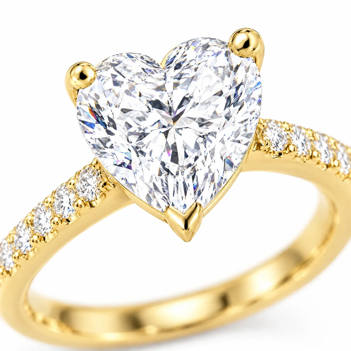 925 Sterling Silver 18K Gold Plated Cubic Zirconia Cherie Heart Solitaire Ring