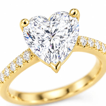 925 Sterling Silver 18K Gold Plated Cubic Zirconia Cherie Heart Solitaire Ring