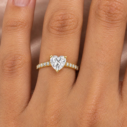 925 Sterling Silver 18K Gold Plated Cubic Zirconia Cherie Heart Solitaire Ring
