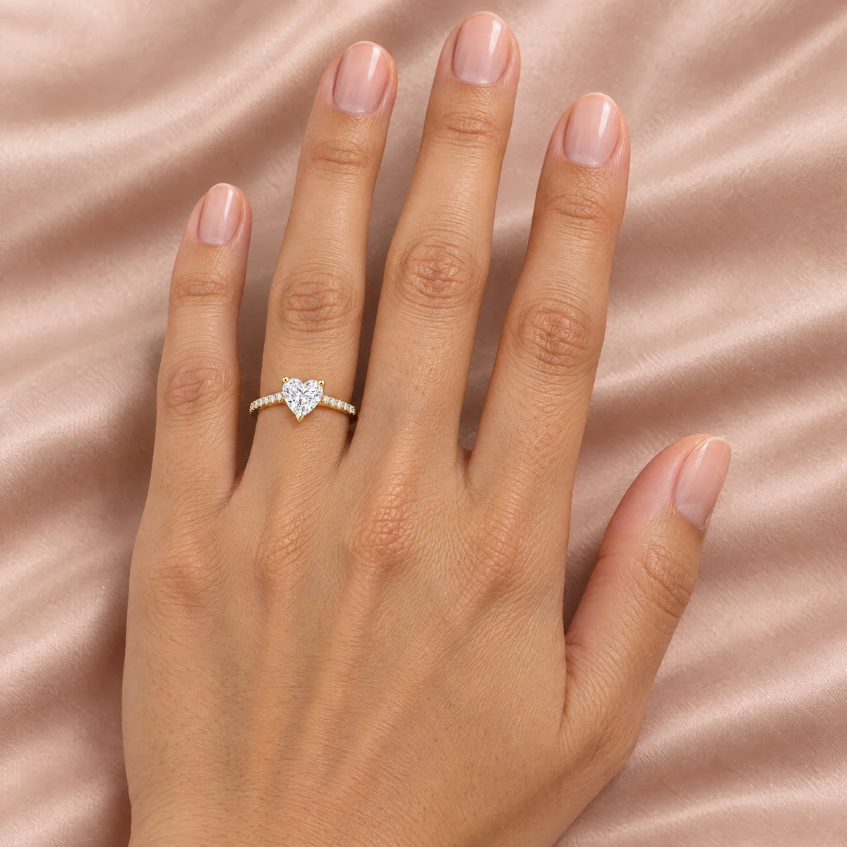 925 Sterling Silver 18K Gold Plated Cubic Zirconia Cherie Heart Solitaire Ring