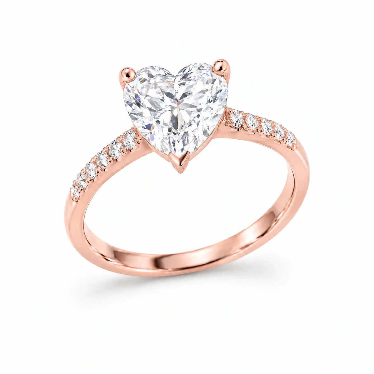 925 Sterling Silver 18K Gold Plated Cubic Zirconia Cherie Heart Solitaire Ring