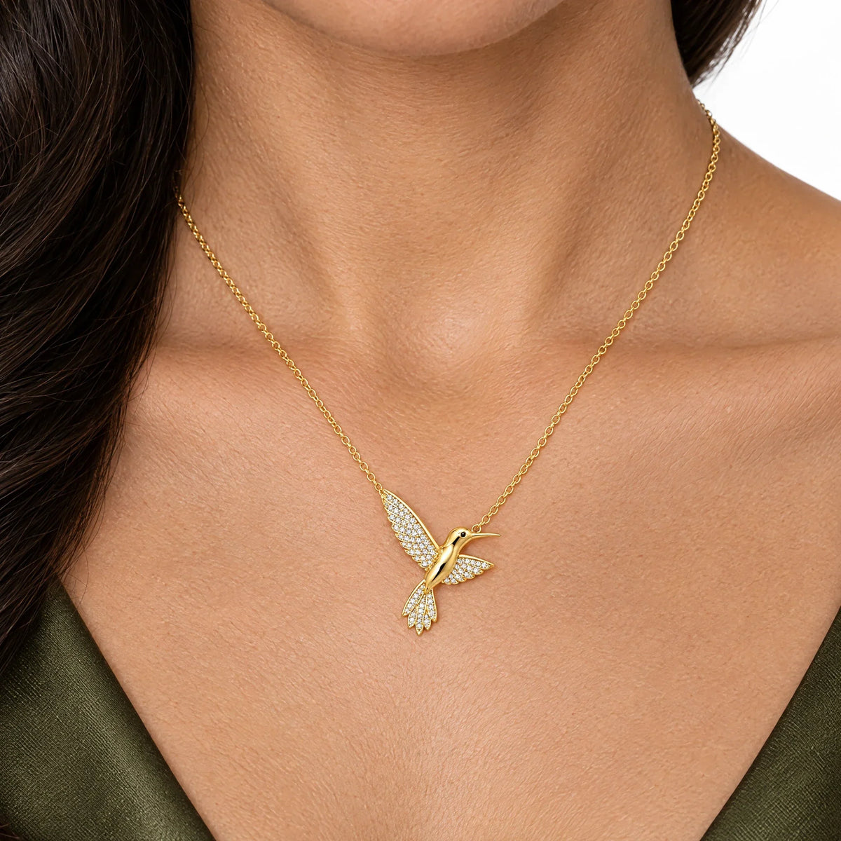 Colibri 18K Gold Plated 925 Sterling Silver Cubic Zirconia Necklace