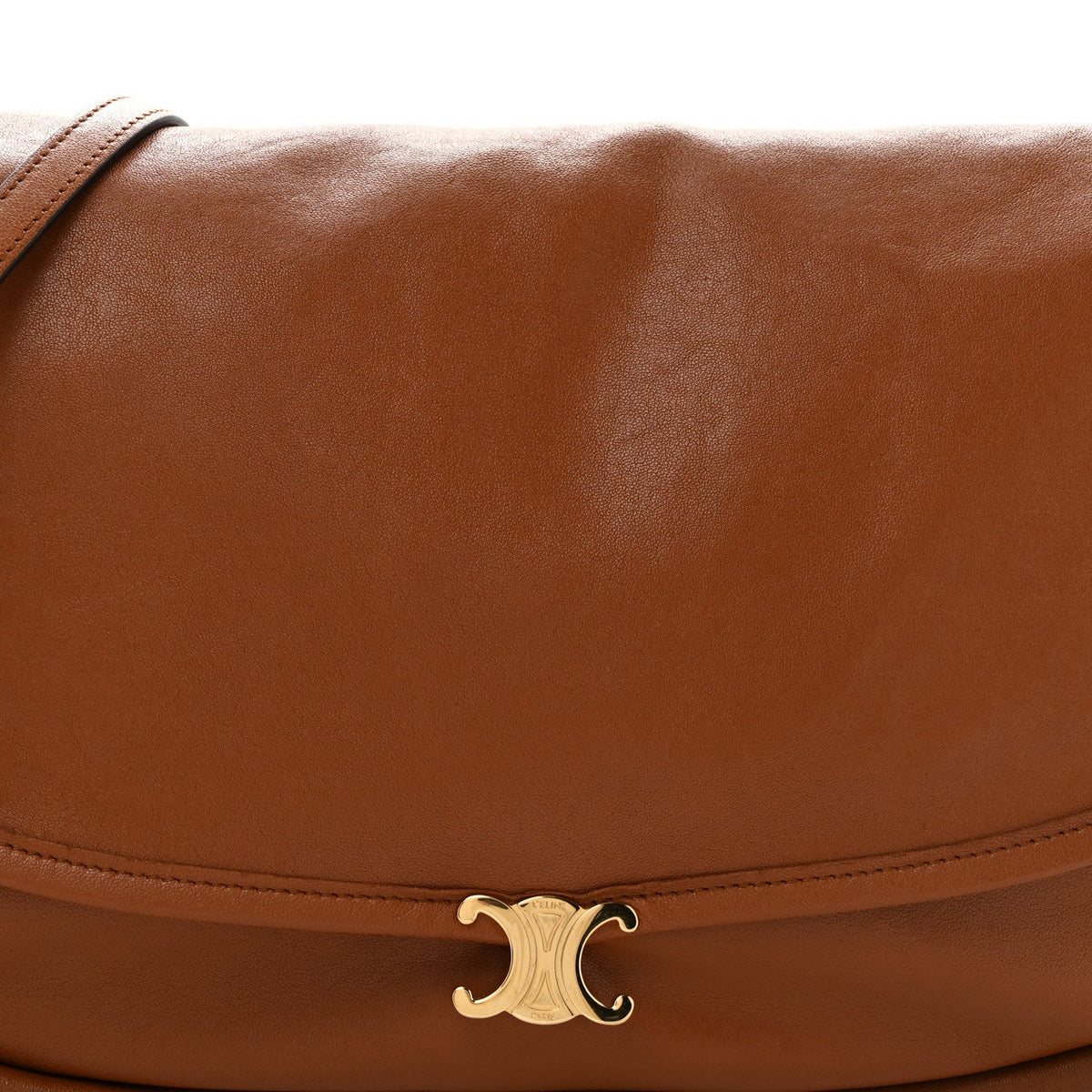 Celine Shiny Lambskin Soft Triomphe Little Half Moon Bag Brick 1982484