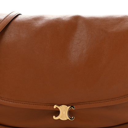 Celine Shiny Lambskin Soft Triomphe Little Half Moon Bag Brick 1982484