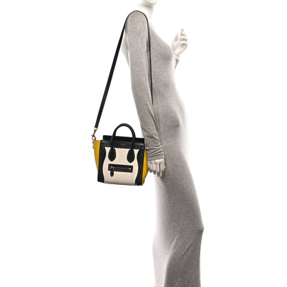 Celine Calfskin Nano Tri-Color Luggage Bag Yellow