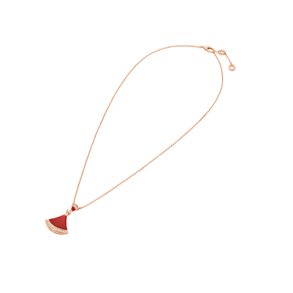 18K Rose Gold Diamond Carnelian BVLGARI Divas' Dream Necklace