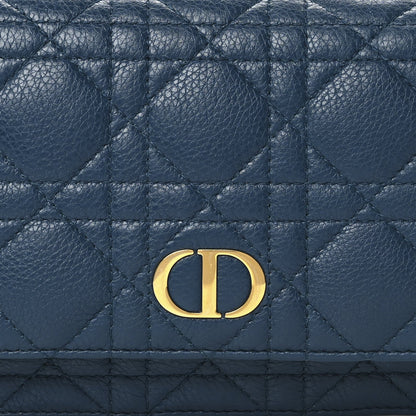Christian Dior Supple Calfskin Cannage Caro Belt Pouch Steel Blue