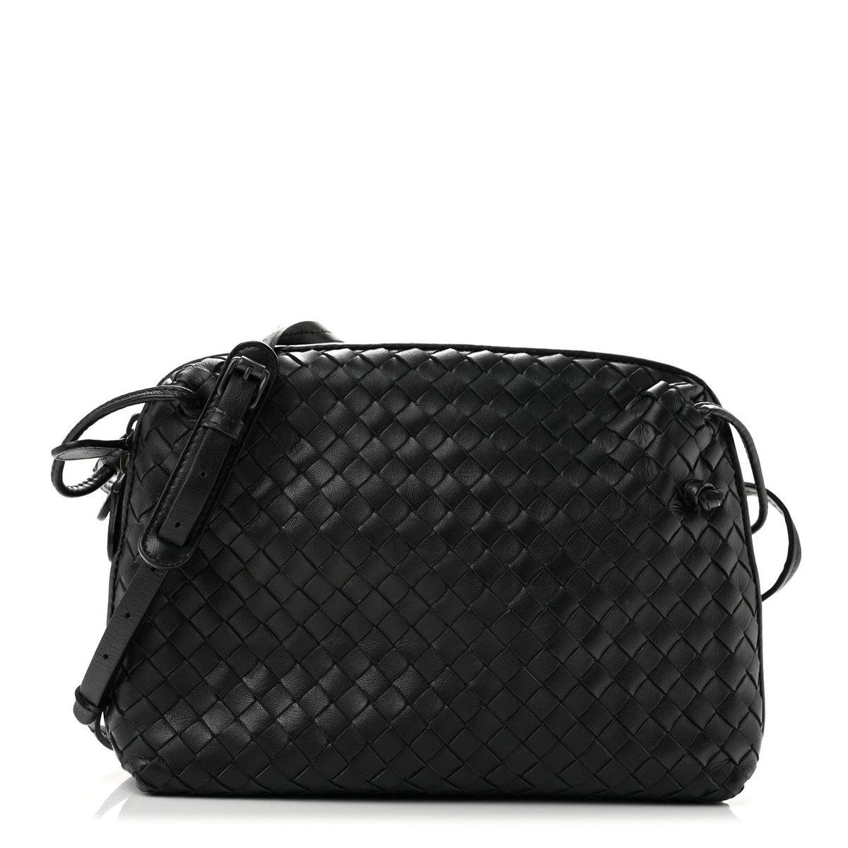 Bottega Veneta Nappa Intrecciato Nodini Crossbody Bag Black