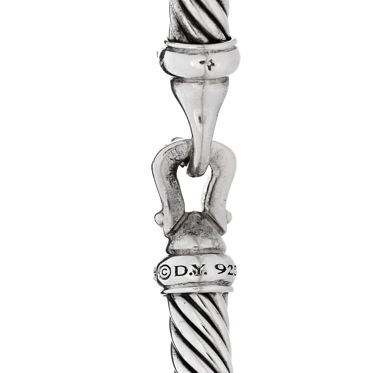 David Yurman Sterling Silver Diamond 5mm Cable Buckle Bracelet