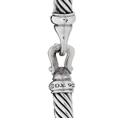 David Yurman Sterling Silver Diamond 5mm Cable Buckle Bracelet