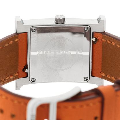 Hermes Stainless Steel Swift 21mm Heure H Watch Orange