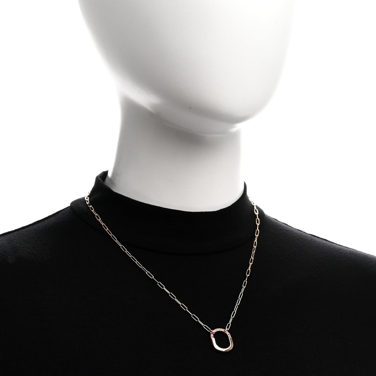 Tiffany 18K Rose Gold Pink Sapphire Small Lock Pendant Necklace