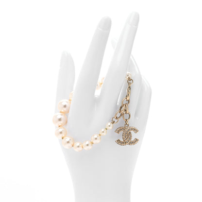 Chanel Graduated Pearl Crystal CC Bracelet Gold