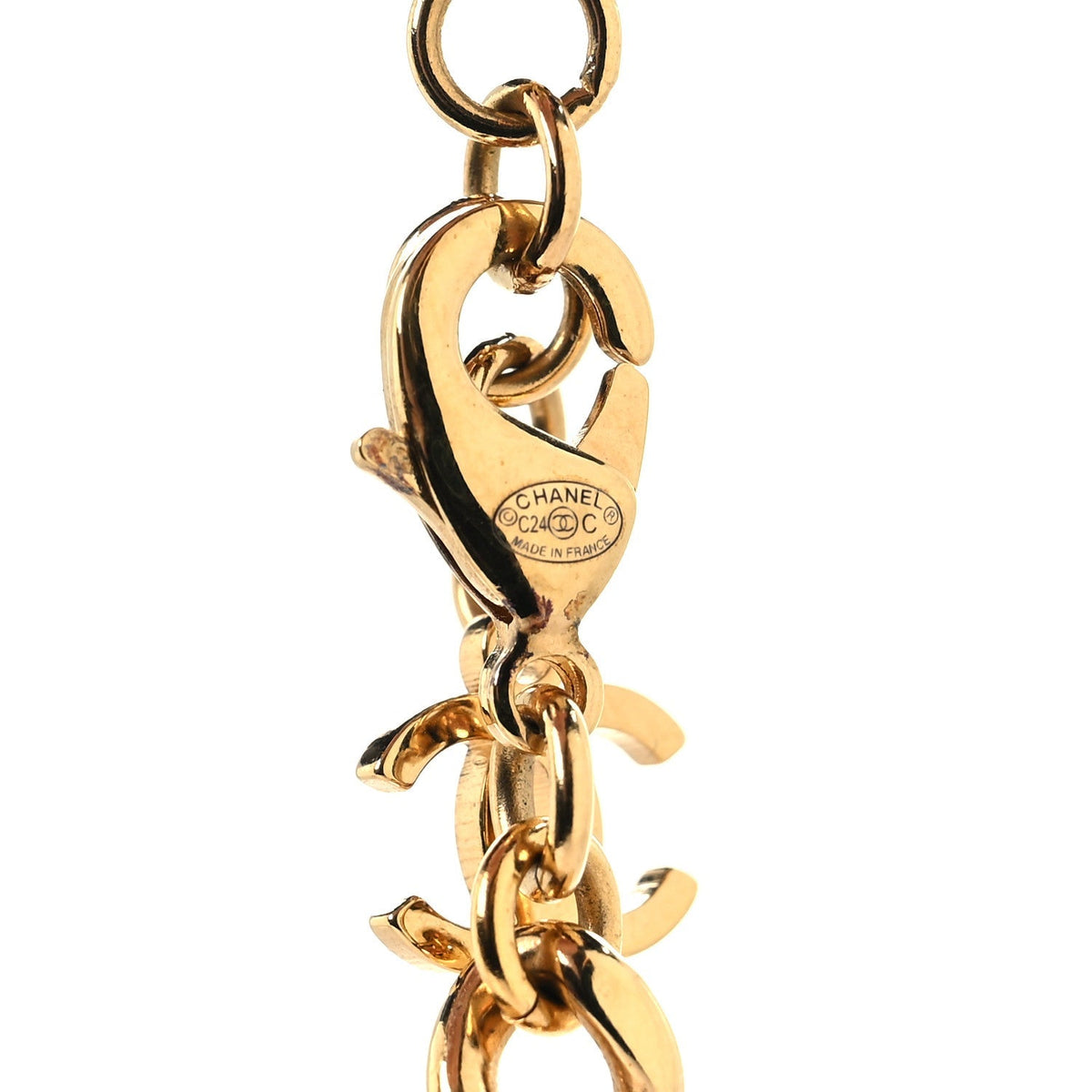 Chanel Metal Enamel Pearl Star CC Necklace Gold White