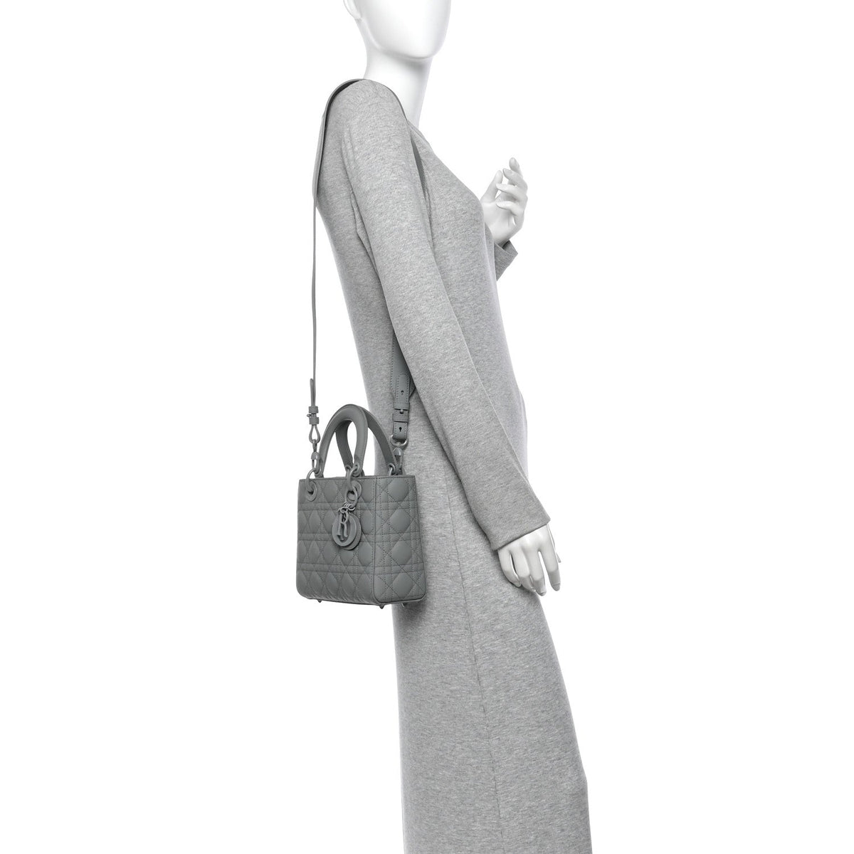 Christian Dior Ultra Matte Calfskin Cannage Small My ABCDior Lady Dior Grey