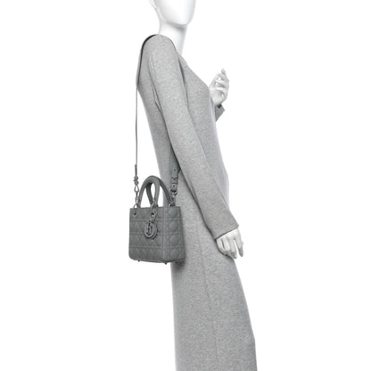 Christian Dior Ultra Matte Calfskin Cannage Small My ABCDior Lady Dior Grey