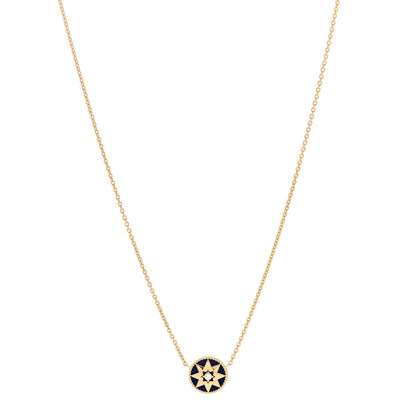 Christian Dior 18K Yellow Gold Diamond Lapis Lazuli Rose Des Vents Necklace